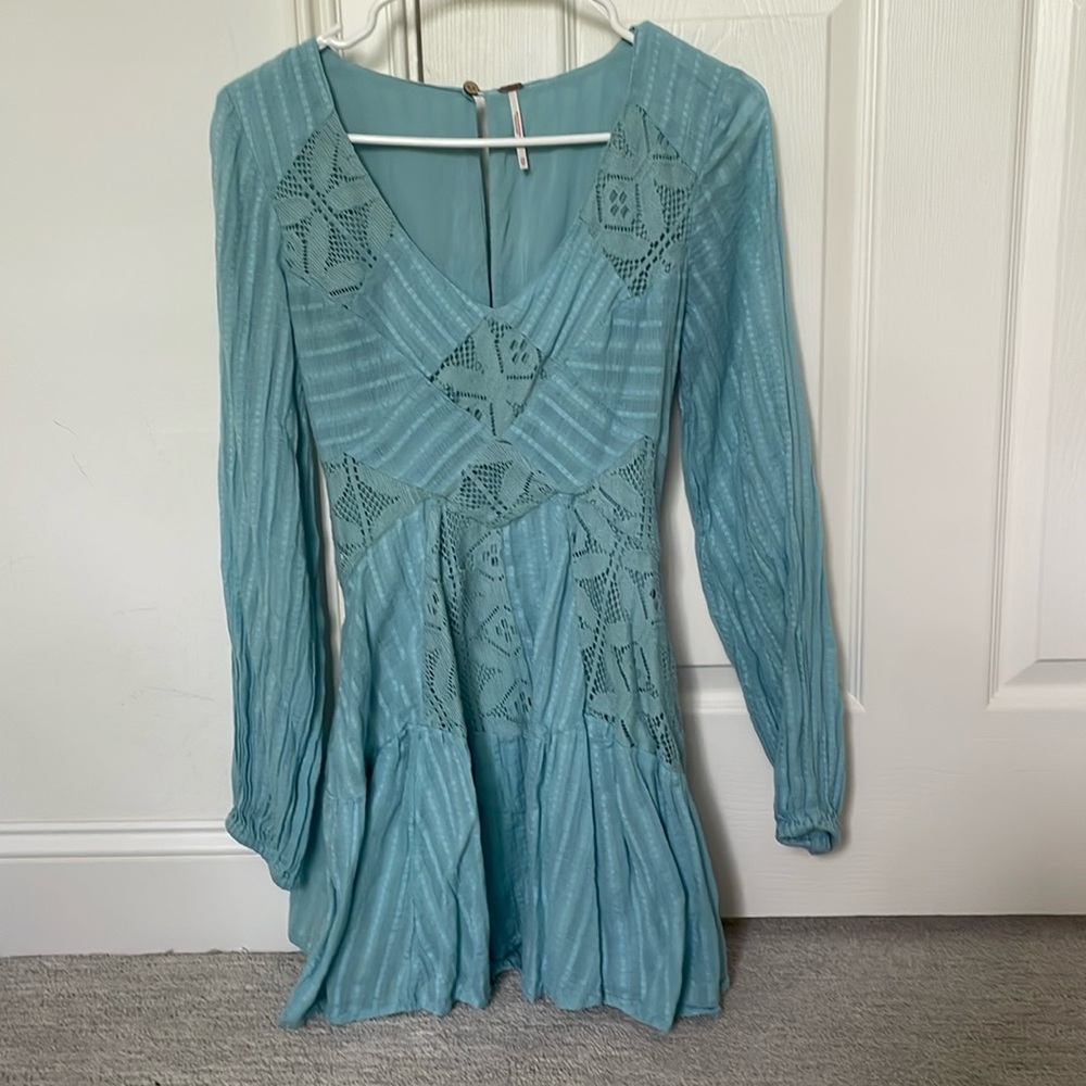 Free People blue boho mini dress XS
